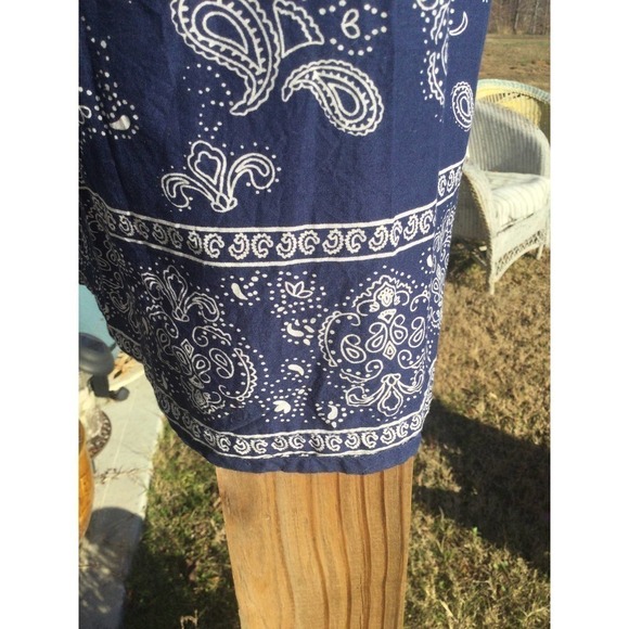 Country store womens midi skirt S stretchy navy blue white paisley summer modest - Picture 4 of 8